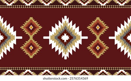 Navajo tribal ethnic Aztec seamless pattern. South Western motif Mexican. Vector Navajo textile. Boho rug Woven carpet decor style. Design for Batik, fabric, clothing. Geometric ornament Indian.
