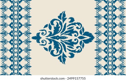 Navajo tribal ikat seamless pattern. Native American ornament. Ethnic South Western decor style. Boho geometric ornament. Vector seamless pattern. Mexican blanket, rug. Woven carpet illustration