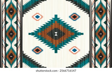 Navajo Tribal and Native American seamless pattern Ethnic  decor style. Boho geometric ornament. Vector seamless pattern. rug,Woven, carpet, background