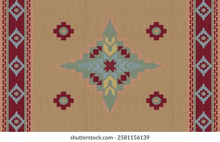 Navajo Tribal and Native American seamless pattern Ethnic SouthWestern decor style. Boho geometric ornament. Vector seamless pattern. Mexican blanket, rug,Woven, carpet, Aztec ornament pattern