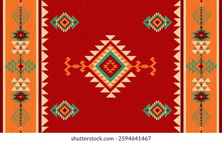  Navajo Tribal and Native American seamless pattern Ethnic SouthWestern decor style. Boho geometric ornament. Vector seamless pattern. Mexican blanket, rug,Woven, carpet, Aztec ornament pattern
