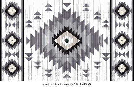 Navajo tribal Red vector green seamless pattern. Native American ornament. Ethnic South Western decor style. Boho geometric ornament. blanket, rug. Woven carpet