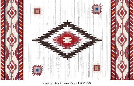 Navajo tribal Red vector seamless pattern. Native American ornament. Ethnic South Western decor style. Boho geometric ornament. Vector seamless pattern. Mexican blanket, rug. Woven carpet