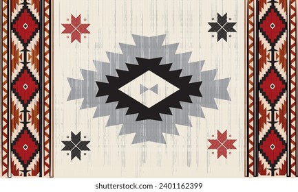 Navajo tribal Red vector seamless pattern. Native American ornament. Ethnic South Western decor style. Boho geometric ornament. . Mexican blanket, rug. Woven carpet illustration
