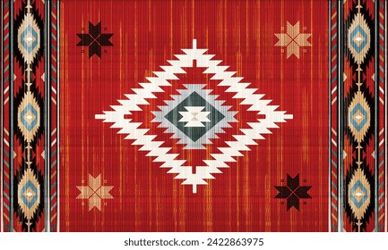 Navajo tribal Red vector seamless pattern. Native American ornament. Ethnic South Western decor style. Boho geometric ornament. Vector seamless pattern. Mexican blanket, rug. background
