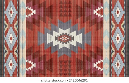 Navajo tribal Red vector seamless pattern. Native American ornament. Ethnic South Western decor style. Boho geometric ornament. pattern. Mexican blanket, rug. Woven carpet illustration