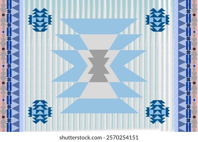 Navajo tribal seamless pattern with geometric Southwest boho design, inspired by Native American and Mexican woven carpets.