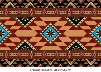 navajo tribal seamless vector pattern. Red cream color. Native American ornament. Abstract geometric background. Aztec native style. For decoration, vintage clothing, textile, fashion etc.