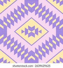 Navajo tribal seamless vector pattern. Native American ornaments. Ethnic southwestern decorative style in purple tones.