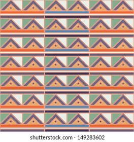 Navajo tribal triangle aztec pattern on vintage colors