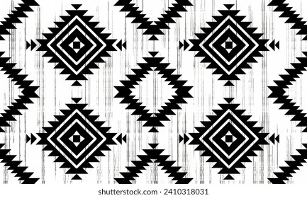 Patrón sin costuras de vector verde de la tribu navajo. Ornamento nativo americano. Decoración de estilo étnico suroeste. Ornamento geométrico Boho. manta, alfombra. Alfombra tejida