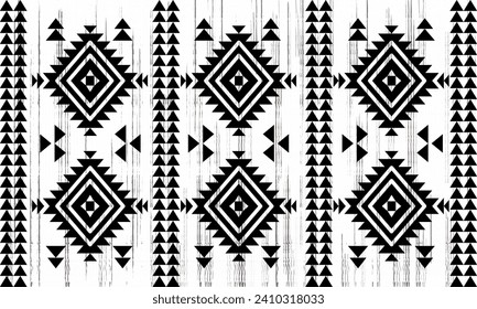 Navajo tribal vector green seamless pattern. Native American ornament. Ethnic South Western decor style. Boho geometric ornament. blanket, rug. Woven carpet