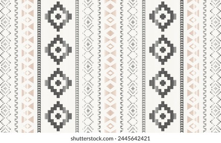 Patrón de Vector tribal navajo. Adorno nativo americano. Estilo étnico de decoración suroccidental. Boho ornamento geométrico.Ikat floral paisley manta de bordado, alfombra. Alfombra tejida