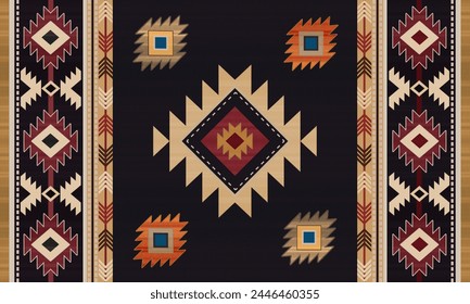 Navajo tribal vector pattern. Native American ornament. Ethnic South Western decor style. Boho geometric ornament.Ikat floral paisley embroidery blanket, rug. Woven carpet