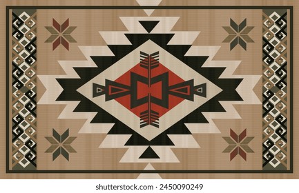 Navajo tribal vector pattern. Native American ornament. Ethnic South Western decor style. Boho geometric ornament.Ikat floral paisley embroidery blanket, rug. Woven carpet
