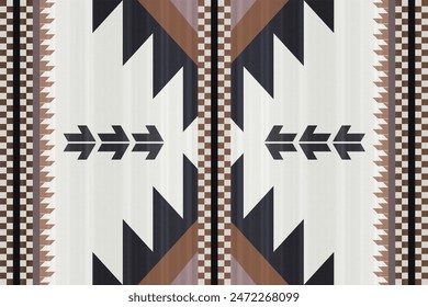 Navajo tribal vector pattern. Native American ornament. Ethnic South Western decor style. Boho geometric ornament.Ikat floral paisley embroidery blanket, rug. Woven carpet