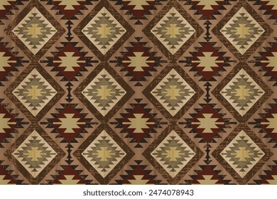 Navajo tribal vector pattern. Native American ornament. Ethnic South Western decor style. Boho geometric ornament.Ikat floral paisley embroidery blanket, rug. Woven carpet