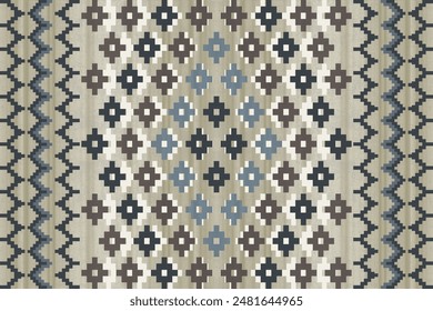 Navajo tribal vector pattern. Native American ornament. Ethnic South Western decor style. Boho geometric ornament.Ikat floral paisley embroidery blanket, rug. Woven carpet