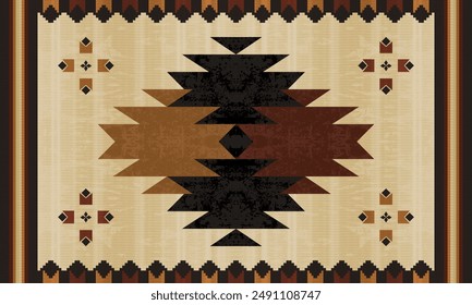 Navajo tribal vector pattern. Native American ornament. Ethnic South Western decor style. Boho geometric ornament.Ikat floral paisley embroidery blanket, rug. Woven carpet