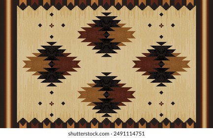 Navajo tribal vector pattern. Native American ornament. Ethnic South Western decor style. Boho geometric ornament.Ikat floral paisley embroidery blanket, rug. Woven carpet