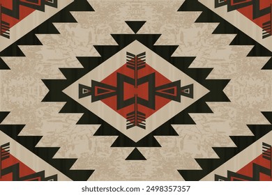 Navajo tribal vector pattern. Native American ornament. Ethnic South Western decor style. Boho geometric ornament.Ikat floral paisley embroidery blanket, rug. Woven carpet