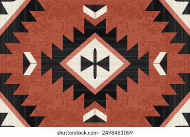 Navajo tribal vector pattern. Native American ornament. Ethnic South Western decor style. Boho geometric ornament.Ikat floral paisley embroidery blanket, rug. Woven carpet