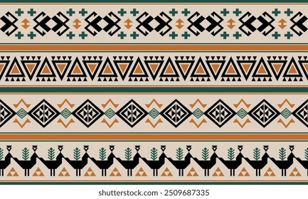 Patrón de Vector tribal navajo. Ornamento nativo americano. Estilo étnico de decoración suroeste. Boho ornamento geométrico. Ikat floral paisley manta de bordado, alfombra. Alfombra tejida