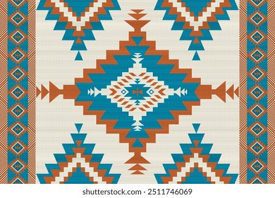 Navajo tribal vector pattern. Native American ornament. Ethnic South Western decor style. Boho geometric ornament.Ikat floral paisley embroidery blanket, rug. Woven carpet