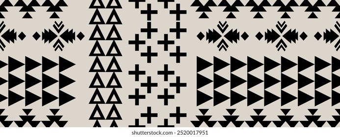 Patrón de Vector tribal navajo. Ornamento nativo americano. Estilo étnico de decoración suroeste. Boho ornamento geométrico. Ikat floral paisley manta de bordado, alfombra. Alfombra tejida