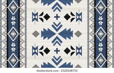 Navajo tribal vector pattern. Native American ornament. Ethnic South Western decor style. Boho geometric ornament.Ikat floral paisley embroidery blanket, rug. Woven carpet
