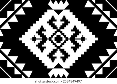 Patrón de Vector tribal navajo. Ornamento nativo americano. Estilo étnico de decoración suroeste. Boho ornamento geométrico. Ikat floral paisley manta de bordado, alfombra. Alfombra tejida.