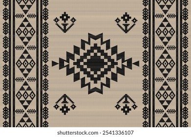 Navajo tribal vector pattern. Native American ornament. Ethnic South Western decor style. Boho geometric ornament.Ikat floral paisley embroidery blanket, rug. Woven carpet.