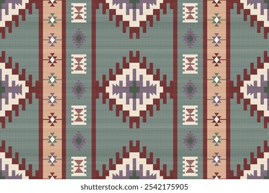 Navajo tribal vector pattern. Native American ornament. Ethnic South Western decor style. Boho geometric ornament.Ikat floral paisley embroidery blanket, rug. Woven carpet.