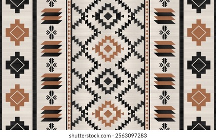 Navajo tribal vector pattern. Native American ornament. Ethnic South Western decor style. Boho geometric ornament. Ikat floral paisley embroidery blanket, rug. Woven carpet. Mexican fabric fashion.