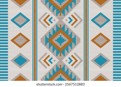 Navajo tribal vector pattern. Native American ornament. Ethnic South Western decor style. Boho geometric ornament. Ikat embroidery blanket, rug. Woven carpet. Mexican fabric fashion.