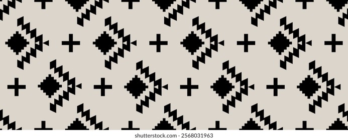 Navajo tribal vector pattern. Native American ornament. Ethnic South Western decor style. Boho geometric ornament. Ikat embroidery blanket, rug. Woven carpet. Mexican fabric fashion.