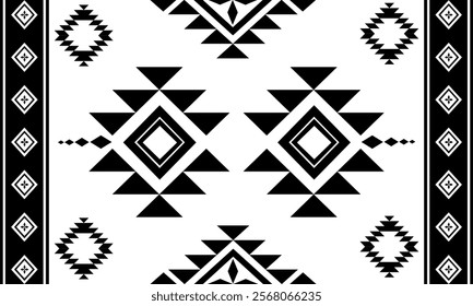 Navajo tribal vector pattern. Native American ornament. Ethnic South Western decor style. Boho geometric ornament.Ikat floral paisley embroidery blanket, rug. Woven carpet