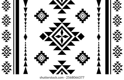 Navajo tribal vector pattern. Native American ornament. Ethnic South Western decor style. Boho geometric ornament.Ikat floral paisley embroidery blanket, rug. Woven carpet