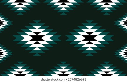 Navajo tribal vector pattern. Native American ornament. Ethnic South Western decor style. Boho geometric ornament.Ikat floral paisley embroidery blanket, rug. Woven carpet