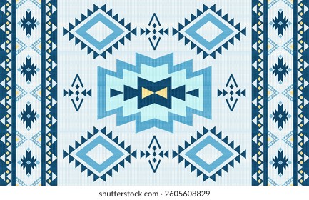 Navajo tribal vector pattern. Native American ornament. Ethnic South Western decor style. Boho geometric ornament.Ikat floral paisley embroidery blanket, rug. Woven carpet.