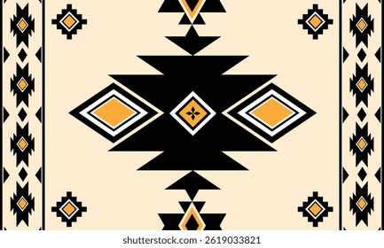 Navajo tribal vector pattern. Native American ornament. Ethnic South Western decor style. Boho geometric ornament.Ikat floral paisley embroidery blanket, rug. Woven carpet
