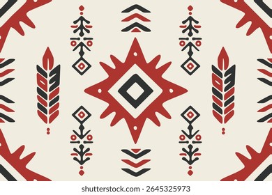 Motif d'Image vectorielle tribal navajo. Ornement amérindien. Style de décoration ethnique sud-ouest. Boho ornement géométrique.Ikat floral cachemire couverture de broderie, tapis. Tapis tissé