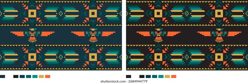 Patrón de Vector tribal navajo. Fondo de pantalla de diseño de fondo de patrón geométrico étnico Abstractas nativo americano, fondo de frontera indio, 