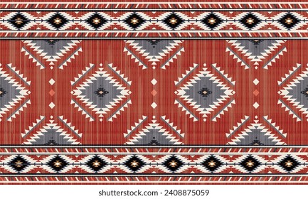 Navajo tribal vector Red seamless pattern. Native American ornament. Ethnic South Western decor style. Boho geometric ornament. blanket, rug. Woven carpet