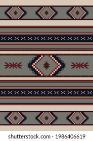 Patrón sin fisuras del vector tribal navajo. Ornamento indígena. Decoración de estilo étnico suroeste. Ornamento geométrico Boho. Patrón veloz. manta mexicana, alfombra. Ilustración de alfombras tejidas.