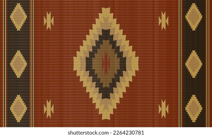 Navajo tribal vector seamless pattern. Native Indian ornament. Ethnic South Western decor style. Boho geometric ornament. Vector seamless pattern. Mexican blanket, rug. Woven carpet