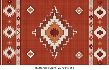 Patrón sin fisuras del vector tribal navajo. Ornamento indígena. Decoración de estilo étnico suroeste. Ornamento geométrico Boho. Patrón veloz. manta mexicana, alfombra. Ilustración de alfombras tejidas.