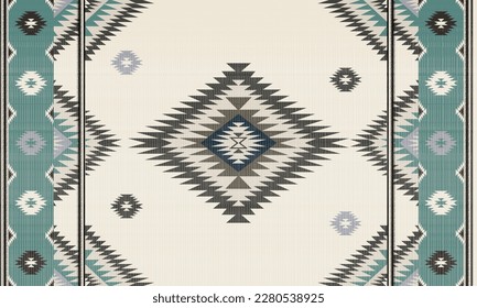 Navajo tribal vector seamless pattern. Native American ornament. Ethnic South Western decor style. Boho geometric ornament. Vector seamless pattern. Mexican blanket, rug. Woven carpet illustration.