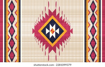 Patrón sin fisuras del vector tribal navajo. Ornamento nativo de anmericina. Decoración de estilo étnico suroeste. Ornamento geométrico Boho. Patrón veloz. manta mexicana, alfombra. Ilustración de alfombras tejidas.