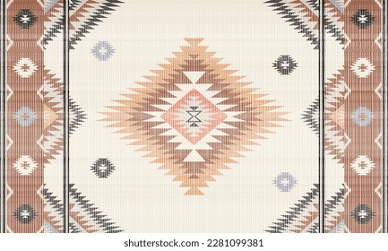 Navajo tribal vector seamless pattern. Native anmericn ornament. Ethnic South Western decor style. Boho geometric ornament. Vector seamless pattern. Mexican blanket, rug. Woven carpet illustration.